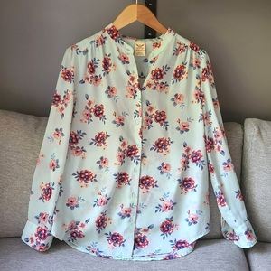 Relaxed Button Down Blouse - Teal